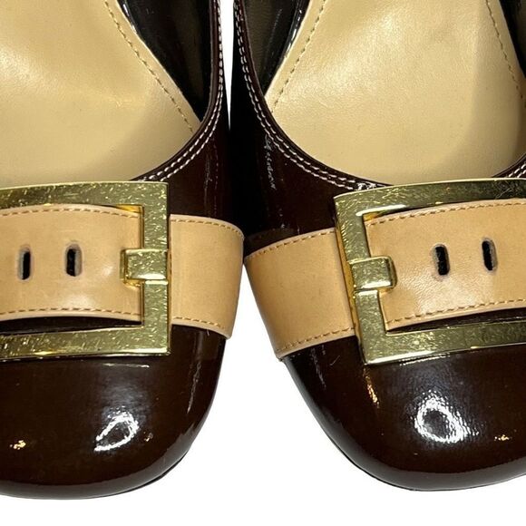 Franco Sarto brown and tan block heel round toe pumps size 9.5 - Picture 3 of 15